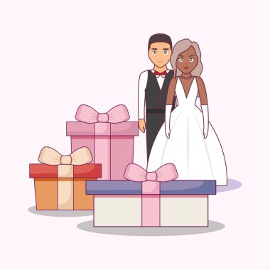 düğün kartı ile evli çift