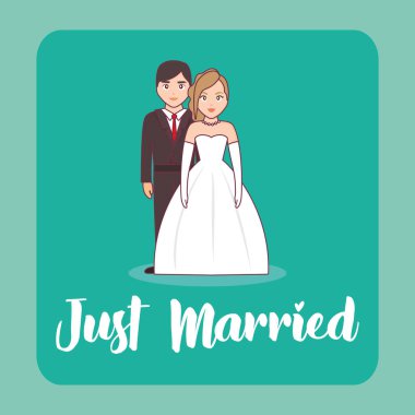 düğün kartı ile evli çift