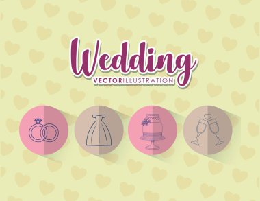 düğün kutlama kartı ile Icons set