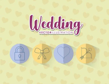 düğün kutlama kartı ile Icons set