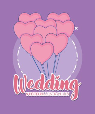 düğün kartı ile kalp balonlar helyum
