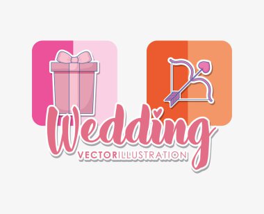 düğün kutlama kartı ile Icons set