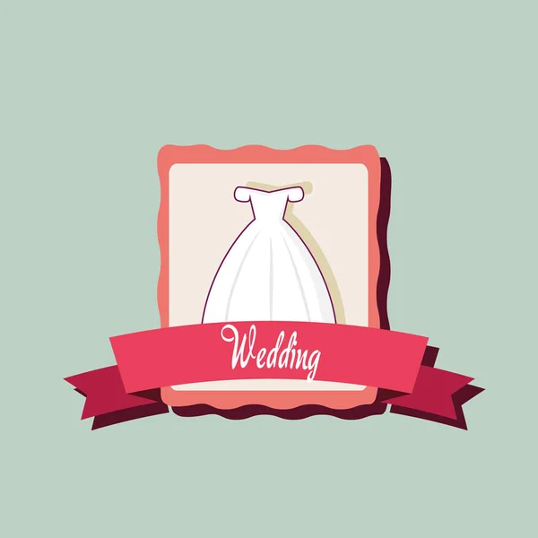 Cartão de celebração do casamento com vestido casado — Vetor de Stock