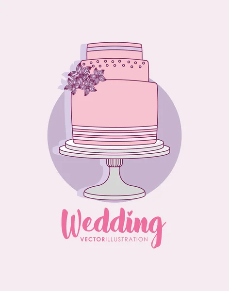 Hochzeitskarte mit süßer Torte — Stockvektor