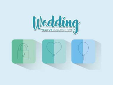 Kutlama kartı ile set simgeler vektör çizim tasarım düğün