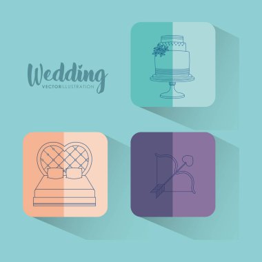 düğün kutlama kartı ile Icons set