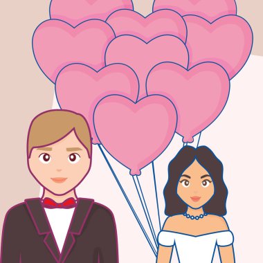 düğün kartı ile evli çift