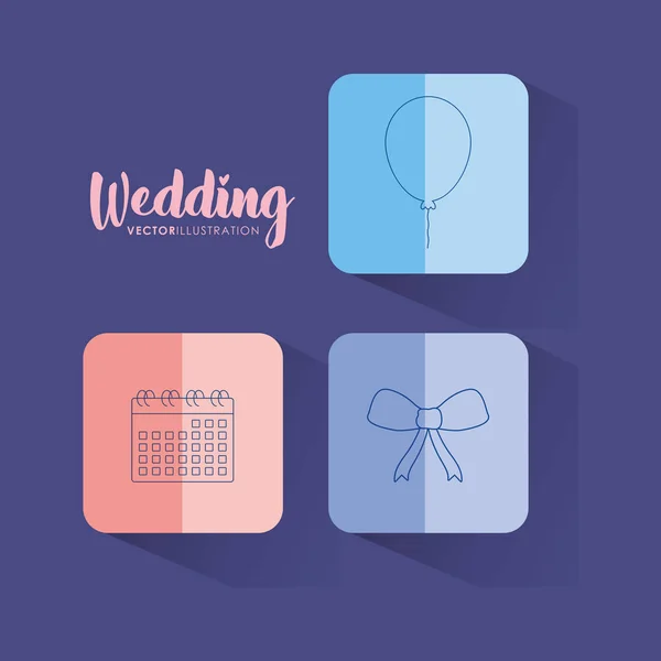 Svatební oslava karty s sada ikon — Stockový vektor