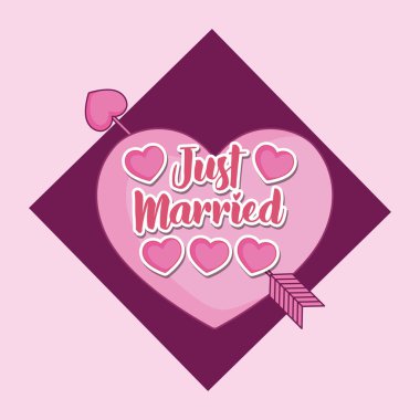 düğün kutlama kartı ile kalp love vektör çizim tasarım