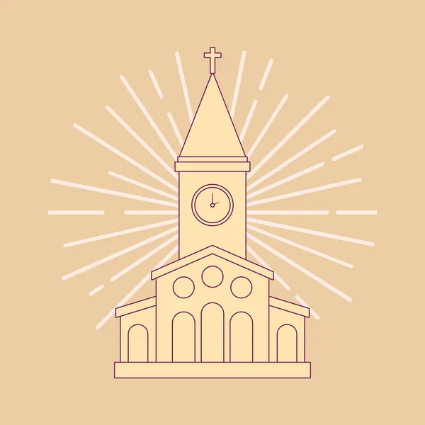 Свадебная открытка с церковным зданием — стоковый вектор