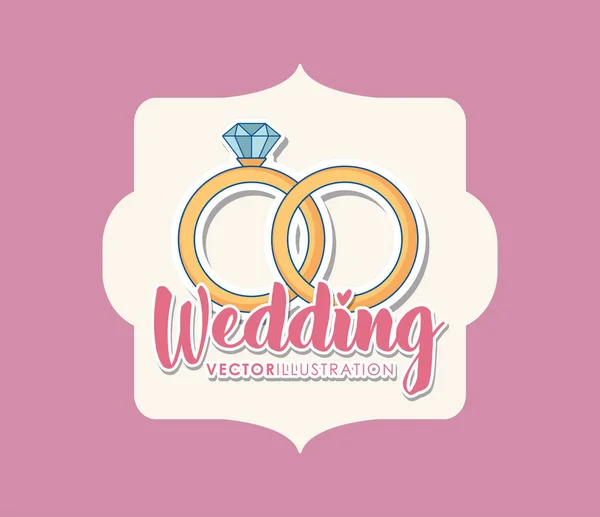 Yüzük nişan düğün kartı — Stok Vektör