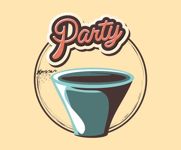 Plastic cup retro decoration party — Stock Vector