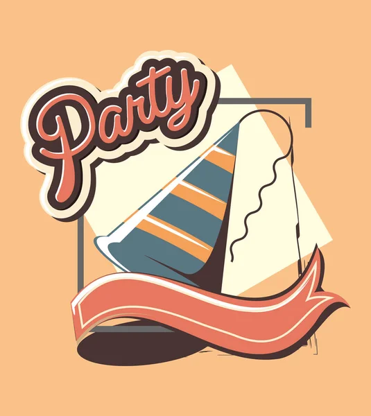 Party Hut Dekoration Feier Banner Retro — Stockvektor