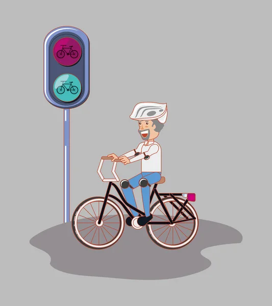 Hombre montar bicicleta diseño — Vector de stock