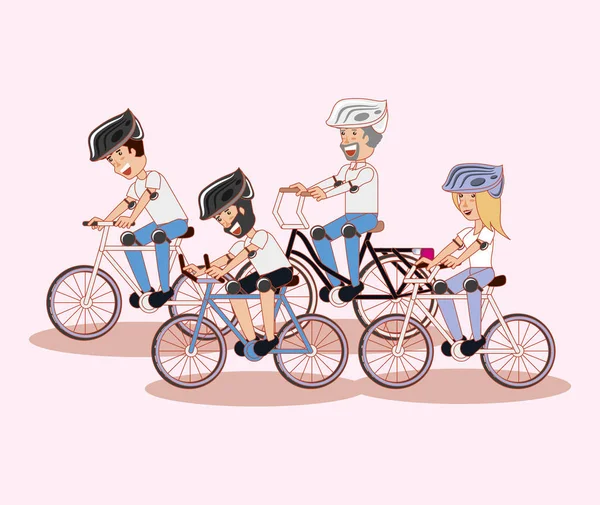 Personnes équitation conception de vélo — Image vectorielle