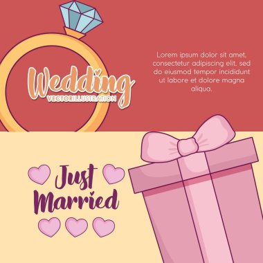 düğün kutlama kartı ile Icons set