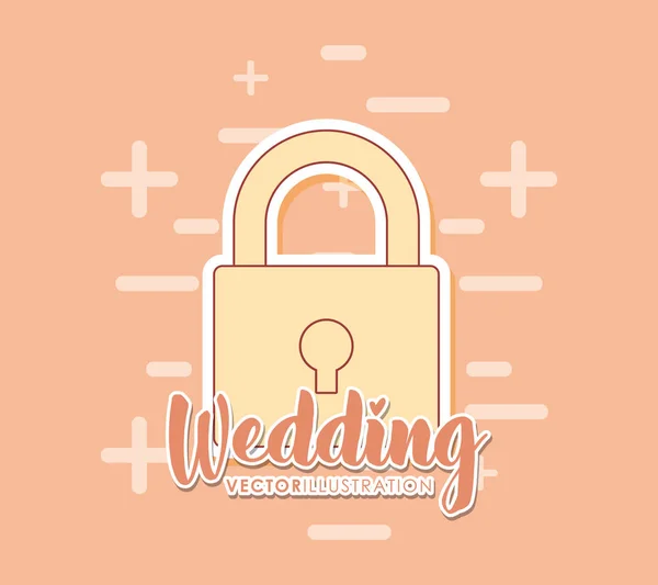 Bruiloft kaart met hangslot — Stockvector