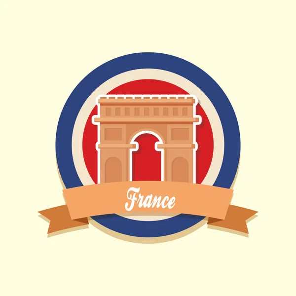 Tarjeta de cultura france con arco de triunfo — Vector de stock