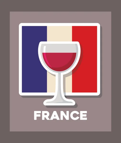 Карта культуры Франции с бокалом вина — стоковый вектор