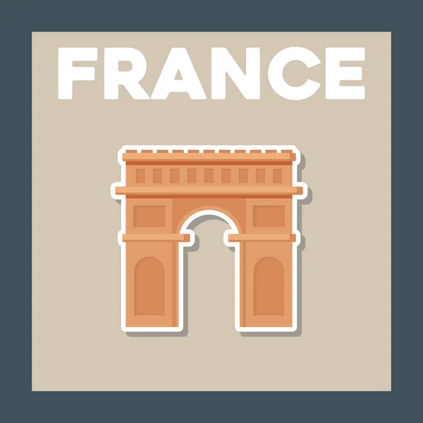 Карта культуры Франции с триумфальной аркой — стоковый вектор