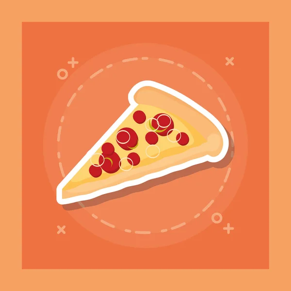 Delicioso icono de porción de pizza — Archivo Imágenes Vectoriales