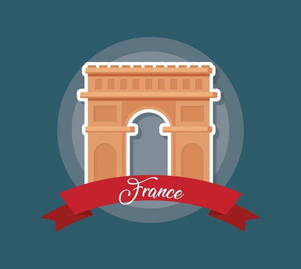 France culture card with arch of triumph — Stock Vector