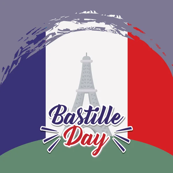 Tarjeta de cultura france con bandera y torre eiffel — Vector de stock