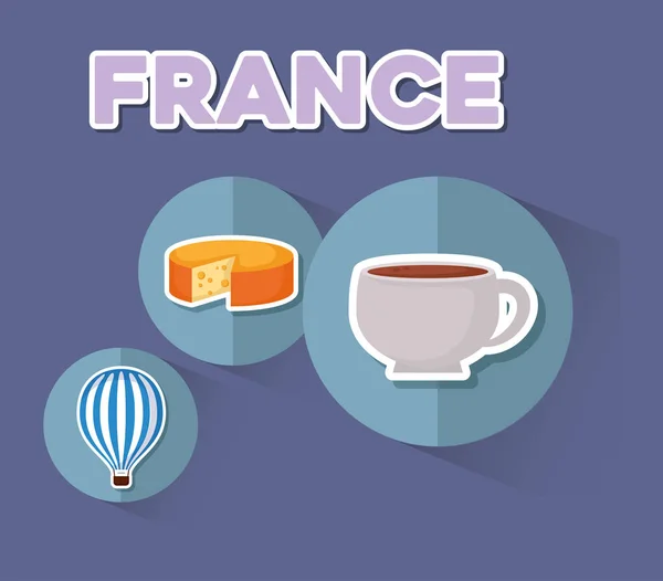 France carte de culture avec icônes — Image vectorielle