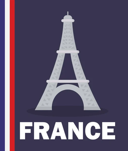 Cartão de cultura frança com bandeira e torre eiffel — Vetor de Stock