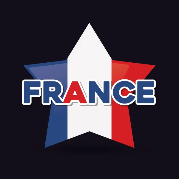 Karta kultury Francji z flagą i gwiazda — Wektor stockowy