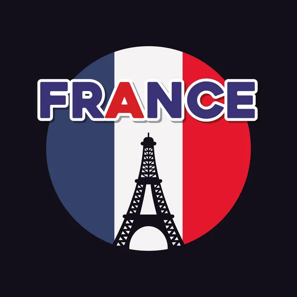 Frankrike kultur kort med flaggan och eiffel tower — Stock vektor
