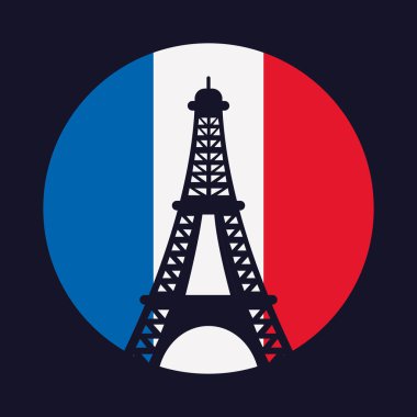 Fransa Kültür kartı bayrak ve Eyfel Kulesi ile