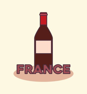 Fransa Kültür kartı ile bayrak ve şarap şişe