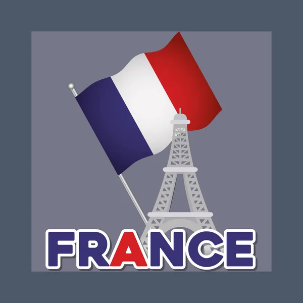 旗、エッフェル タワーとフランス文化カード — ストックベクタ