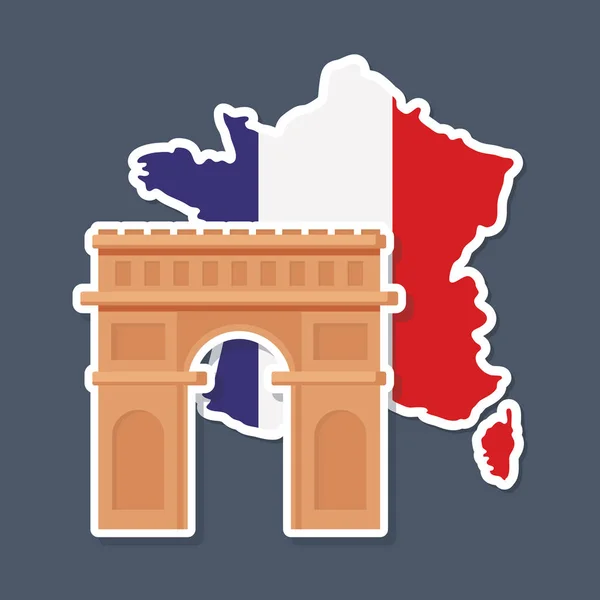 Tarjeta de cultura france con arco de triunfo — Vector de stock