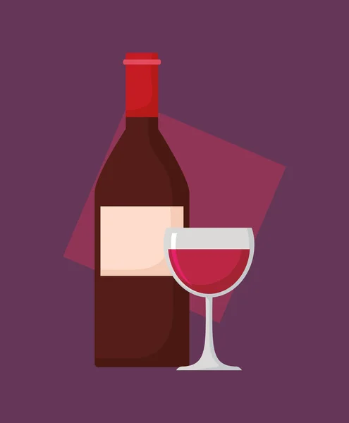 Garrafa de vinho e copo —  Vetores de Stock