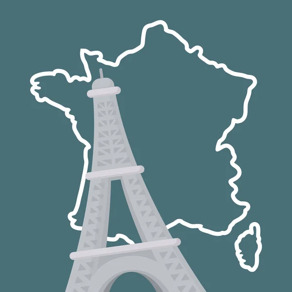 Tarjeta de cultura france con torre eiffel — Vector de stock