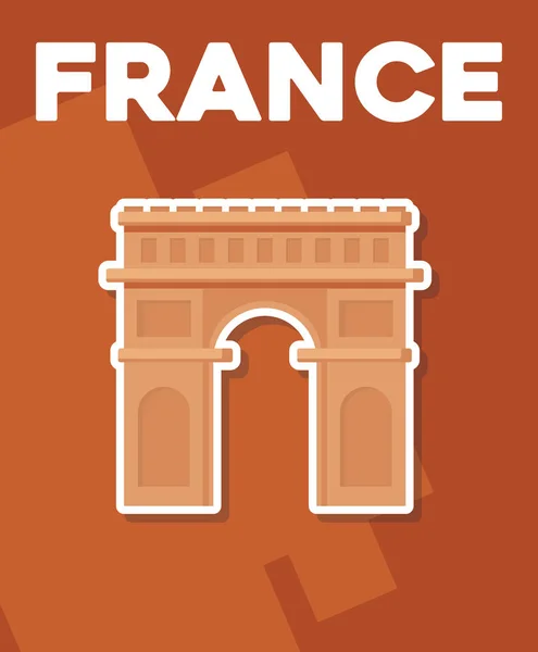 Tarjeta de cultura france con arco de triunfo — Vector de stock