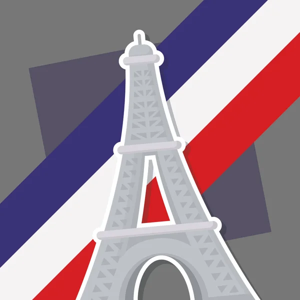 Frankreich Kulturkarte mit Fahne und Eiffelturm — Stockvektor