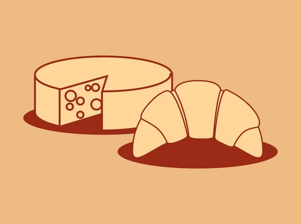 Délicieux fromage au croissant — Image vectorielle