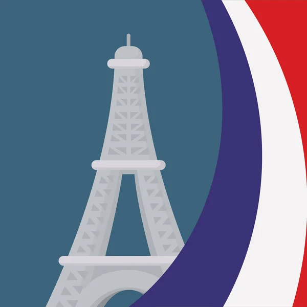 Karta kultura Francji z flagą i eiffel tower — Wektor stockowy