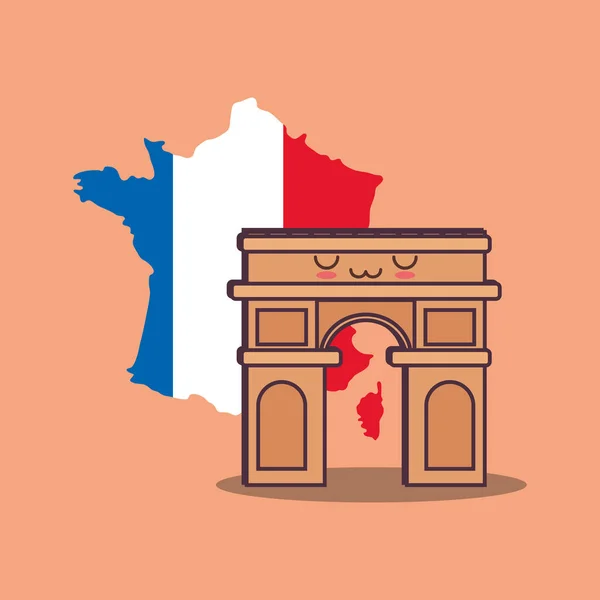 France carte de culture avec arc de triomphe — Image vectorielle