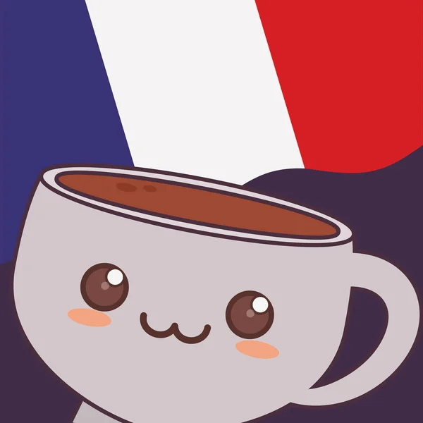 Картка культури Франції з Каваї чашку кави — стоковий вектор