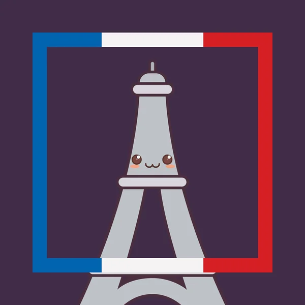 Tarjeta de cultura france con bandera y torre eiffel — Archivo Imágenes Vectoriales