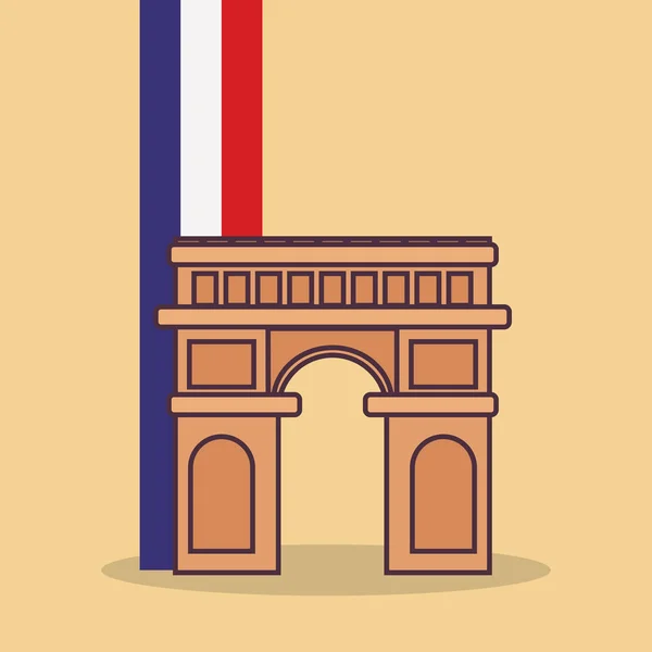 凱旋門とフランス文化カード — ストックベクタ