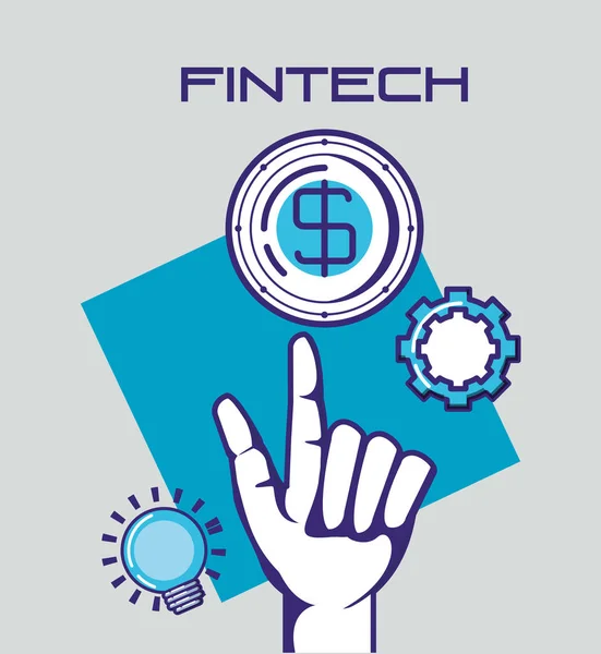 Hand mit Fintech-Konzept — Stockvektor