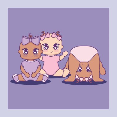 Bebek duş kartı küçük kızlarla