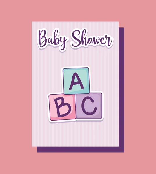 Carte de douche bébé avec blocs alphabétiques — Image vectorielle