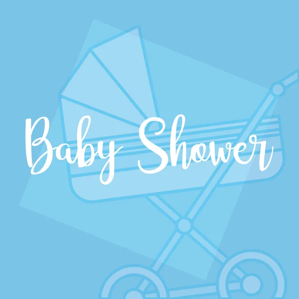 Tarjeta de ducha de bebé con carro — Vector de stock