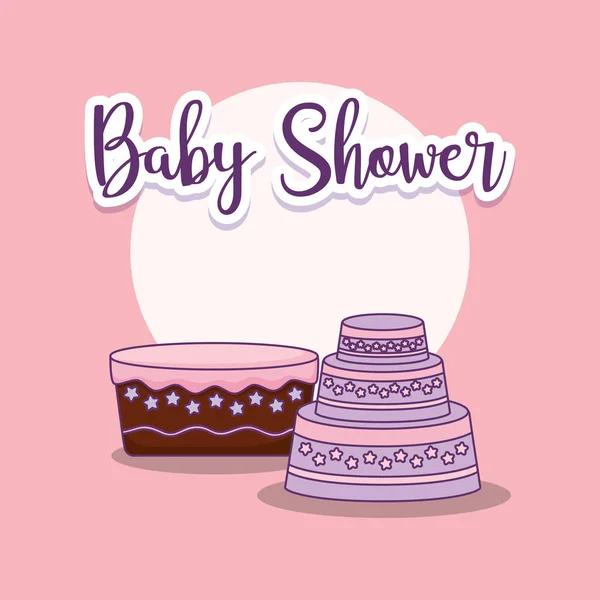 Babyduschkarte mit Kuchen — Stockvektor